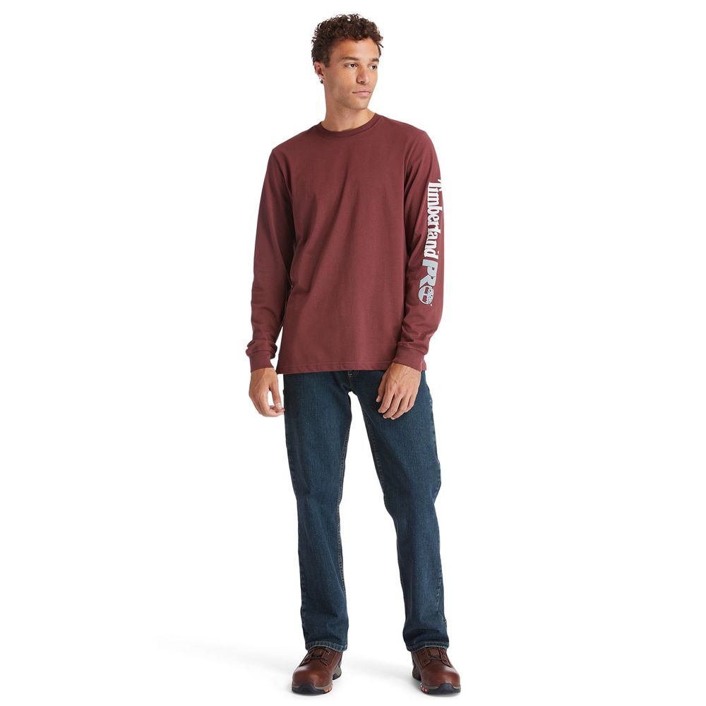 Camisetas Masculino - Timberland Pro® Logo Sleeve Base Plate Wicking - JRTUB7618 - Bordeaux